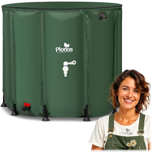 Plonos Regentonne Regenfass 650 L Mit Auslaufhahn PVC UV Beständig 85 x 100 cm Grün