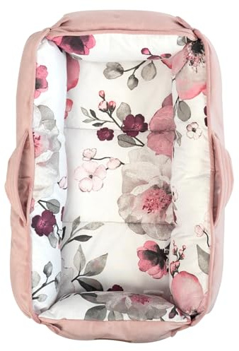 Bellochi Universelles Babynest | Gemütlicher Rückzugsort für Neugeborene | Multifunktionale Pod-Liege mit leisen Magnetverschlüssen | Perfekte Größe 100 x 70 x 14 cm (Blush)