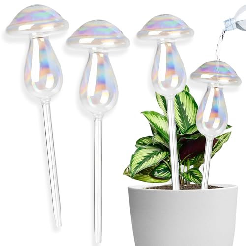 Axinyijia 4 Stück Bewässerungskugeln Glas Selbstbewässerung, Wasserspender Pflanzen Bewässerung Indoor, Bewässerung Zimmerpflanzen Groß für Garten