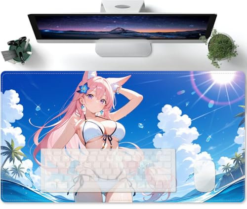 Fille Sexy d'anime Ecchi Tapis Souris Gamer XXXL 1200x600 Tapis de Souris Motif Anime, Tapis en Caoutchouc antidérapant surdimensionné, Ordinateur de Bureau, PC