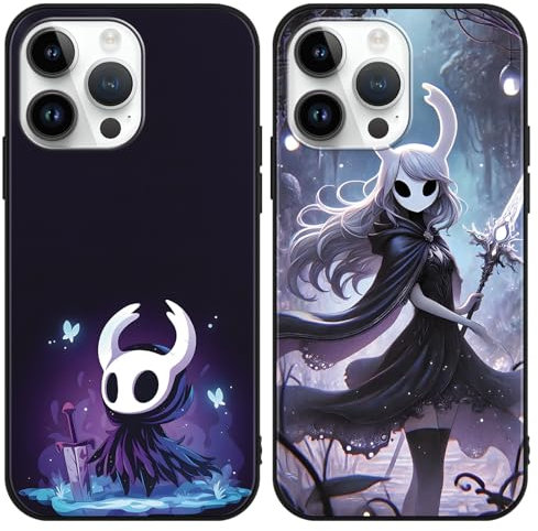 Yimctoie 2 Stück Handyhülle für iPhone 14 iPhone 13 6.1, Cool Anime Hollow Figur Game Knight Cartoon Muster Schutzhülle, Silikon TPU Schwarz Stoßfest Kratzfest Hülle, Cartoon