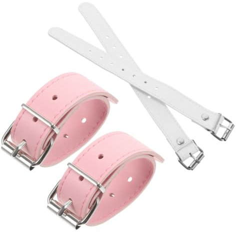 UKCOCO 2paare Einstellbare Leder Fahrradkorbriemen Vordere Fahrradkorbgurte Starke Tragfähigkeit Für Kinderfahrrad Farbige Frontkorbbefestigung Weiß Und Rosa