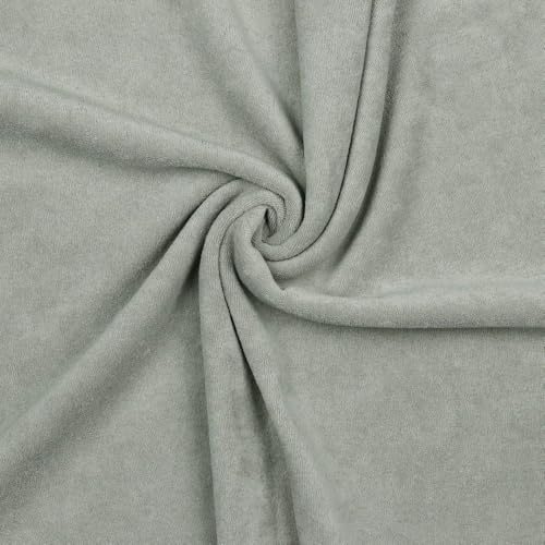 Stretchfrottee Meterware – Sommerfrottee aus 80 % Baumwolle, 20 % Polyester – 150 cm breit – Öko-Tex Standard 100 – ab 50 cm – ideal für Strandkleider, Shirts & Hosen (hellgrau)