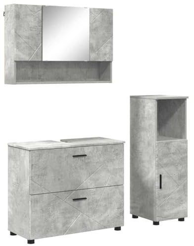 vidaXL Bathroom Furniture Set 3 pcs Concrete grey 76.5 x 35 x 64 cm,