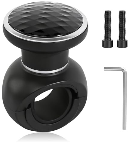 VUTYNKO Bouton de Volant, Boule Volant Universel avec Roulement à Billes et Clé de Serrage, Boule pour Volant Ergonomique pour Voitures Camions Tracteurs Bateaux Tondeuses Chariots Élévateurs