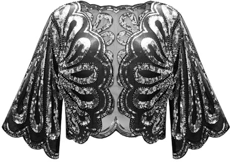 Generisch Bolero Damen Festlich, Pailletten Jacke Damen, Glitzer Bolero Festliche Jacke Zum Abendkleid Pailletten Strickjacke Cardigan Cape Elegant Hochzeit Für Abendkleider
