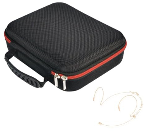 Gettimore Tragbare EVA-Hartschale für Lavalier-Ansteckmikrofon und Kopfhörer, stoßfeste Aufbewahrungstasche mit Wildlederfutter, Netztasche, kompaktes quadratisches Design in Schwarz