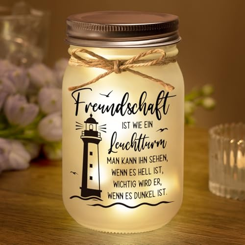 Juratar Beste Freundin Geschenke - Mason Jar Nachtlicht mit Spruch | Geschenk Freundin Geburtstag, BFF Geschenke, Freundschaft Geschenk, Abschiedsgeschenk Freundin