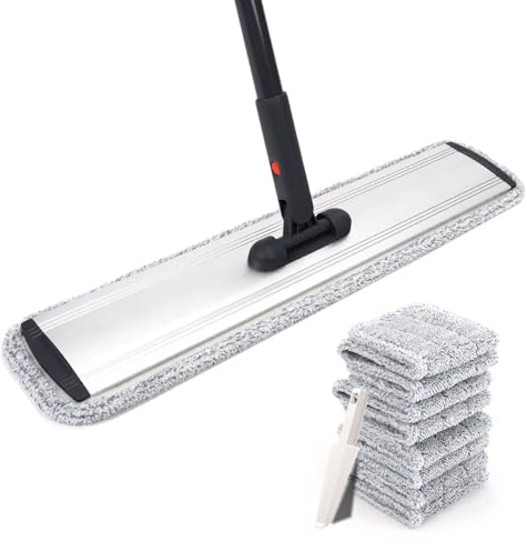 Flat Mop 24inch Heavy Duty Microfiber Wet Mop Commercial Mop | Deep Clean for Hardwood Tile Laminate 24-inch mop Frame Fits Most Homes Includes 4 Durable Reusable Pads