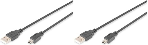 DIGITUS Câble de connexion USB 2.0-3.0 m - Typ-A (mâle) à USB Mini B (5 broches) (mâle) - 480 Mbit/s - noir (Lot de 2)