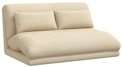 vidaXL Verstellbarer Fußsessel Creme Stoff, Verstellbarer Relaxstuhl, moderner Sitz, perfekt fürs Wohnzimmer, platzsparendes Design