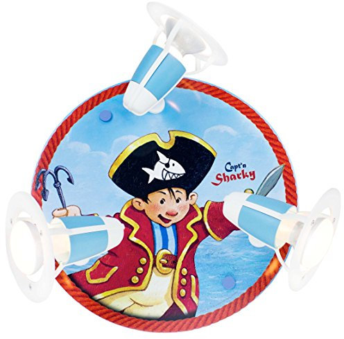 Elobra Kinderzimmerlampe Capt'n Sharky sticht in See, Wand-und Deckenleuchte, Holz blau, 130841, 30 x 30 x 18 cm