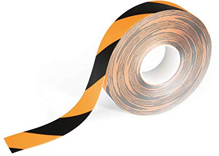 Durable Bodenmarkierungsband Duraline, zweifarbiges Warnklebeband, 50 mm x 0,7 mm x 30 m (B x H x L), gelb/schwarz, 1726130