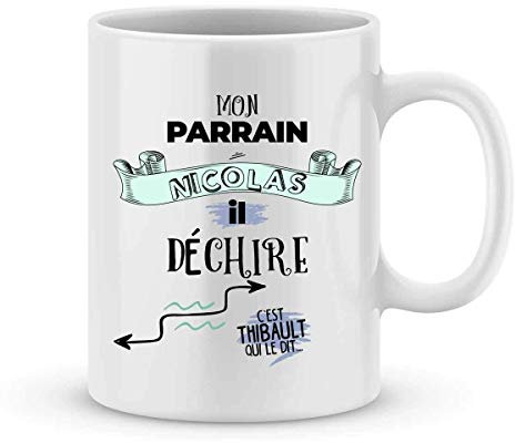 Mug PARRAIN à personnaliser avec votre prénom - Cadeau personnalisé pour parrain - cadeau personnalisé naissance - baptême - mug parrain