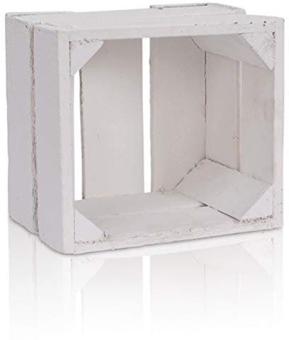 CHICCIE Holzkiste im weißen Vintage Look - 22x20x15cm Einzelkiste Weiß - Obstkiste Weinkiste