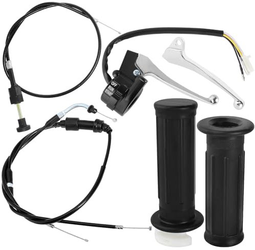 QAZAKY Throttle Housing Start Switch Choke Cable Handlebar Accelerator Twist Grip Handle Bar Set for Yamaha PW50 PY50 Peewee Y-Zinger Motorcycle Motorbike Dirt Bike Control Left Right Brake Lever
