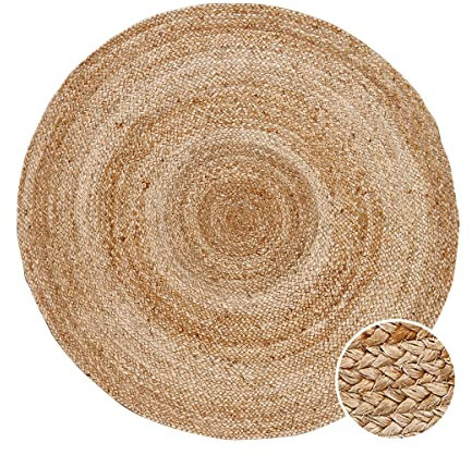BUTLERS Hanf-Teppich Ø110cm Beige -All Nature- | Dekoration im Boho und Landhausstil | Fußmatte für Bad, Küche, Flur, Wohnzimmer und für den Außenbereich auf Balkon oder Terrasse