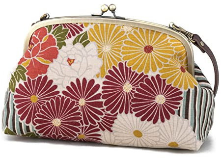 Vintage Kiss Lock Geldbörsen und Handtaschen Crossbody Tasche/Made in Japan Japanische Abend-Clutch-Schnalle Geldbörse Schulter/für Damen, blau, Medium