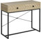 HOMCOM Table Console Table d'entrée Industriel 2 tiroirs Bois Naturel Pieds métal dim. 90 x 35 x 76 cm