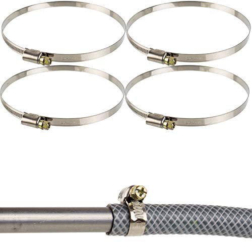 Schlauchschellen mit Schneckenantrieb, 4 Stück, Spannbereich Ø 120-140 mm, für 5 Schläuche, W2 Edelstahl, Kreuzschlitz SW7, 9 mm Bandbreite, Fixierung von Wasserschlauch und Rohrstück Anschlüssen