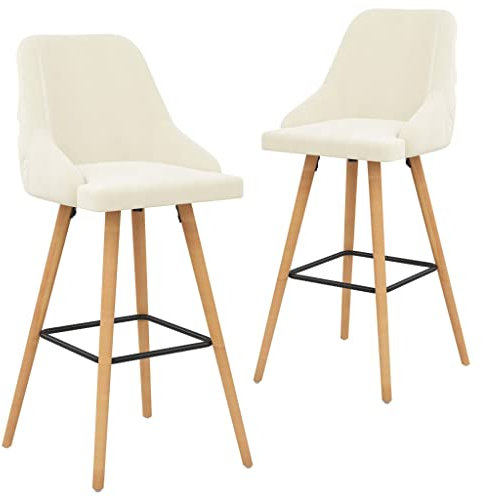 vidaXL 2X Barstuhl Barhocker Tresenhocker Bistrohocker Thekenhocker Küchenhocker Bar Stuhl Hocker Tresenstuhl Thekenstuhl Creme Samt