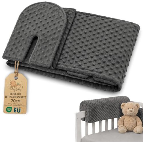 Bezug für Bettkantenschutz für Kinderbetten 70 cm - Schutz für Bettrahmen Baby Bett rausfallschutz boxspringbett bettgitter Kantenschutz Kinder Babybett Zertifikat Oeko-Tex Grau