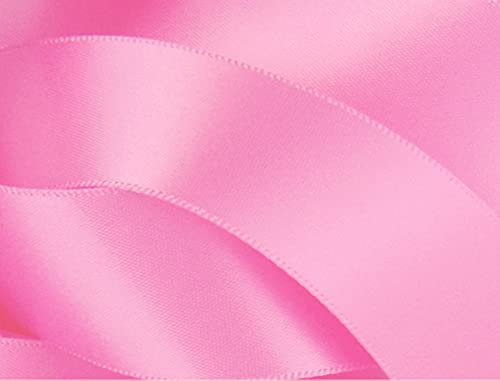 Double Sided Faced Satin Ribbon Size 50mm x 5 Meters (Pink) Perfect for Gifts Wrap Sew Party, Decorations Events Dress Wedding Christmas Crafts, Bows Car, DIY, Bouquets, Cake More