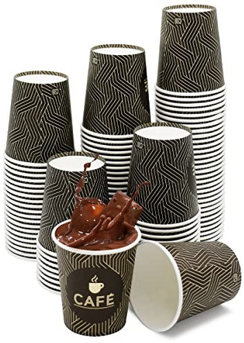 100 Vasos de Cartón Desechables - Vasos Cafe Para Llevar de 200ml (7oz) fabricados en España - Vasos Carton 100% Reutilizables Resistentes al Calor, Ideales para Café, Té, Cumpleaños, etc