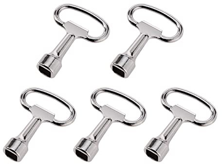 5 Stück Dornschlüssel Vierkantschlüssel Steckschlüssel Schaltschrankschlüssel Allzweckschlüssel aus Zinklegierung 13x8x8mm für Gas Wasserzähler Kasten Silber