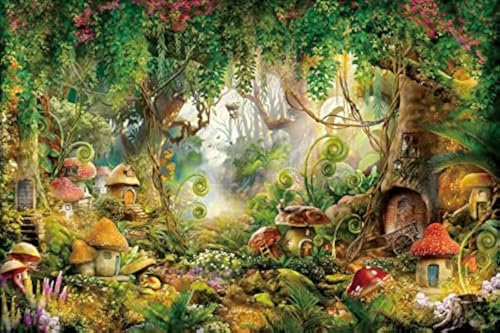Renaiss 1.5x1m Wald-Wunderland-Kulisse Märchen Wald Pilz Bäume Pflanzen Fotografie Hintergrund Baby Dusche Kinder Mädchen Geburtstag Party Dekor Vinyl Fotostudio Requisiten