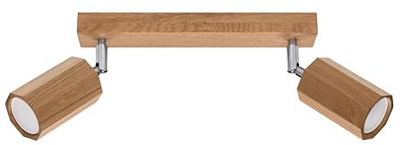 SOLLUX lighting Deckenlampe Holz Eiche Farbe achteckig Design minimalistisch modern für Schlafzimmer Wohnzimmer skandinavischer Stil GU10 A++-E 30/5/20 cm 2x Leuchtmittel Zeke 2