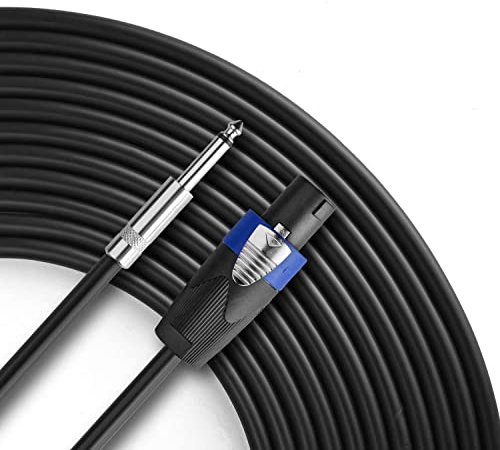 Yoico Pro 10 Feet Speakon to 1/4 Speaker Cable - 10 ft 12 Gauge Speakon to 1/4 Male Inch Audio Amplifier Connection Heavy Duty Cord - Single
