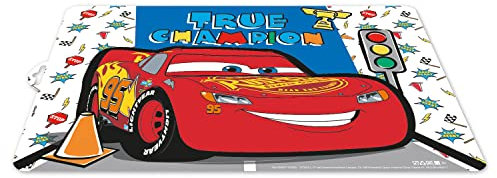 p:os Cars Platzset für Kinder, abwaschbares Tischset aus Kunststoff mit 2 rechteckigen Platzdeckchen, zum Schutz von Tischen vor Schmutz und Beschädigung