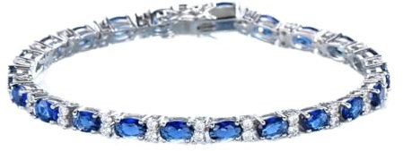 CHABER Echtes 925er Sterlingsilber Schmuck Oval Erstellt Nano Blauer Saphir Armband Romantische Bettelarmbänder Für Frauen Geschenke