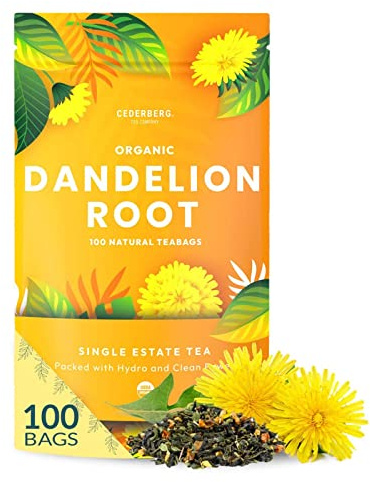 Organic Dandelion Root Tea-100 Tea Bags | Organic Herbal Tea | Eco-Friendly Tea Bags | Non-GMO Caffeine Free Tea