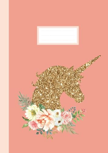 Notizbuch/ Malheft Blanko mit Einhorn in Gold für Mädchen, in DIN A4 mit Softcover, Fantasy: Zur kreativen Gestaltung auf 112 blanko Seiten, als ... für Ideen, Erlebnisse und To Do's, Schulheft