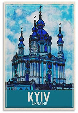 ONOTIO Kyiv Ukraine St. Andrews Kirche Vintage-Reiseposter Schloss 30 x 45 cm Wandkunstdruck Leinwand Kunst Poster Moderne Familie Schlafzimmer Dekor Poster
