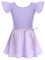 Gymnastik Trikots für Mädchen Ballettkleidung Kinder Ballett Tanz Kleid Bodysuit mit Chiffon Wrap Rock Baumwolle Criss-Cross U-Rücken Tütü Tanzoutfit Rhythmische Sportgymnastik Anzug Violett 7-8J