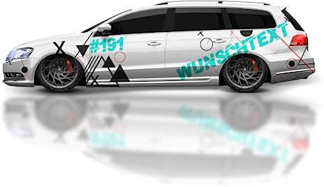 NoName.Design Premium Seitenaufkleber Set mit Wunschnummer & Wunschzahl | Komplett Personalisierbar | P-D-001