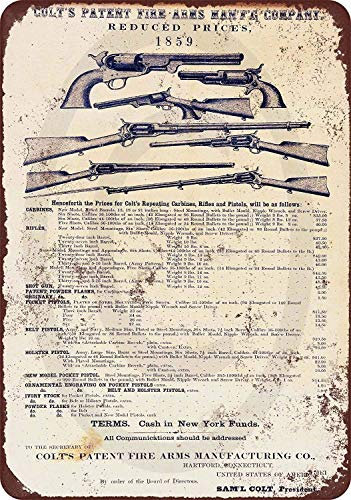 TOLANK Blechschild 1859 Colt Feuerwaffen Vintage Reproduktion, Metall, 30 x 20 cm