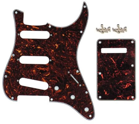 SHENGSUI Dark Tortoise SSS 11 Hole Strat Electric Guitar Pickguard with ST Back Plate Tremolo Cover for Fender US/Mexico Made Standard Stratocaster