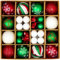44 PCS Christmas Tree Baubles, Durable Hanging Balls, Multi Coloured 6cm and 3cm, Christmas Holiday Party Home and Wedding Decorations, Green, Red & White, Easy To Set, Reflect In Dark (Green White)