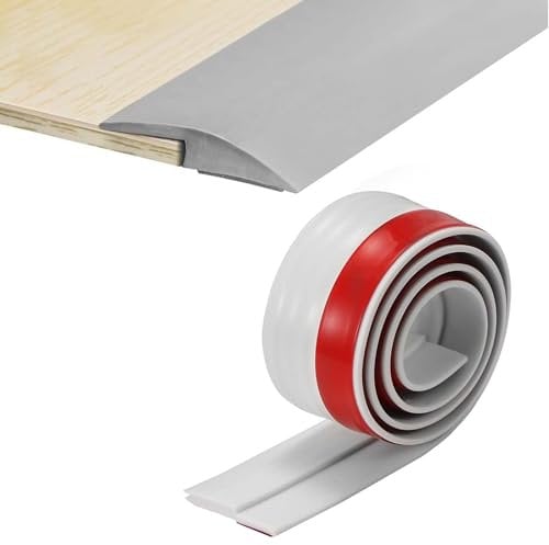 Vueinrg Barre de Seuil Adhesive, 2m Seuil de Porte Adhesif, Bande de Bordure Moquette Multiniveau de Porte de Sol en Caoutchouc PVC, Profilé de Transition, Convient pour Une Pente de Seuil de 5 mm