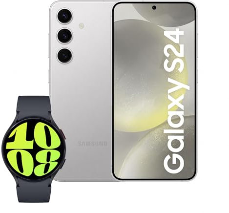 Samsung Galaxy S24, AI Android Smartphone, 8GB RAM, 256GB Storage, 50MP Camera, Marble Gray, 3 Year Manufacturer Extended Warranty with Watch6 Smart Watch, BT, 44mm (UK Version)