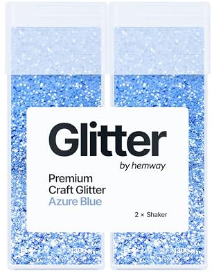 Hemway Premium Glitter Shakers - Azure Blue | Fine Metallic Flake Sequins for Resin & Epoxy Crafts | Craft Supplies for Tumblers, Festival, Hair, Face, Body, Eye & Nail Art | 130 g (2 Pack)