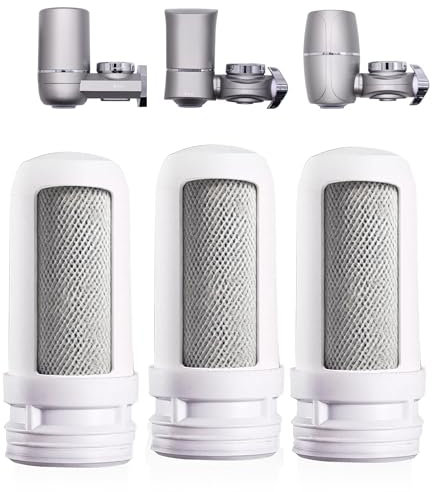 HubQua EcoUV – Sparpack 3 Filter für Wasserfilter Wasserhahn – Trinkwasser Filter mit Aktivkohle & Keramik – Ersatzkartuschen für HubQua EcoUV – Wasserhahn Filter für sauberes Leitungswasser