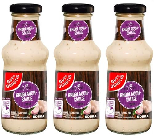Gut und Günstig Knoblauch Grillsauce Set 3er Pack Knobi Saucen zum Grillen Dips in Glasflasche 3x250 ml
