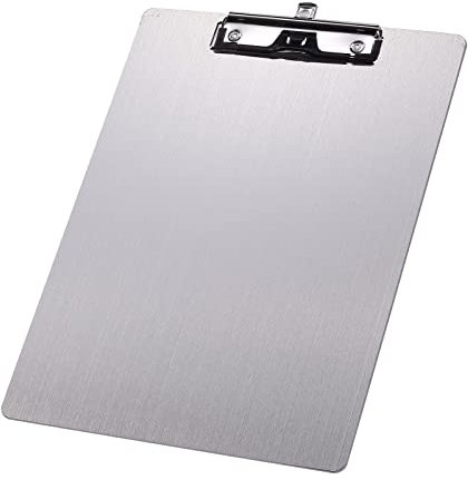 Metall-Klemmbrett, A4-Größe, Edelstahl-Klemmbrett mit abnehmbarem Stifthalter, Zuhause, Schule, Bürobedarf (304 Hochformat)
