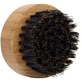 Cepillo redondo para barba con mango de madera para hombre, cepillo de aseo para vello facial, cepillo de cerdas suaves de jabalí para masaje facial y belleza