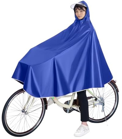 Shengxi Poncho de Lluvia Impermeable Chubasquero con Capucha Chubasquer para Bicicleta Poncho para Bicicletas de Montaña Bicicletas Eléctricas (FR/ES, Letras, Talla única, Regular, Regular, Azul)